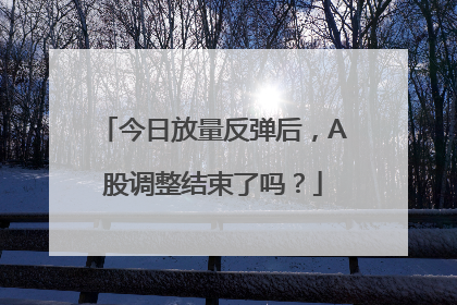 今日放量反弹后，A股调整结束了吗？